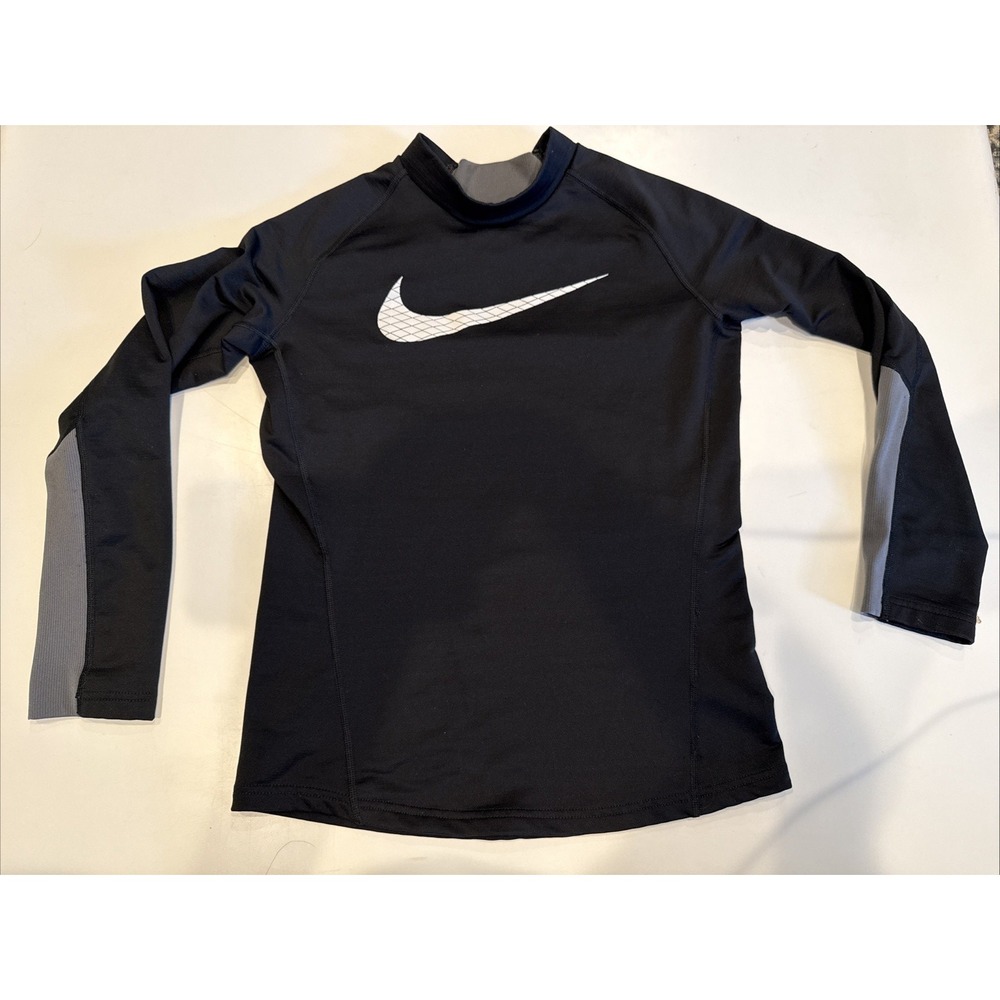 Nike Dri Fit Boys Youth Long Sleeve T Shirt Black Gray Size Large